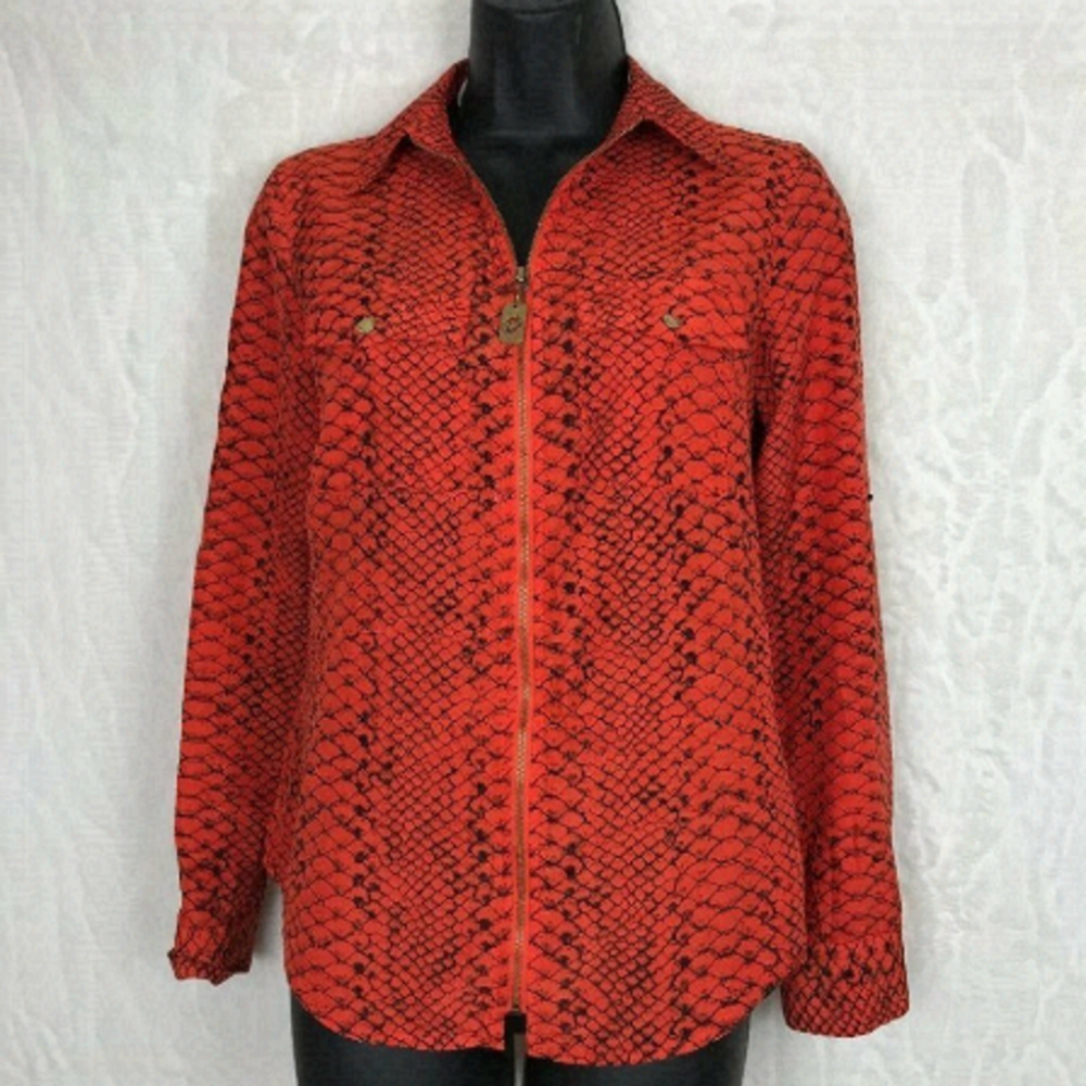 Michael Michael Kors  Orange Snake Print Blouse Size XS